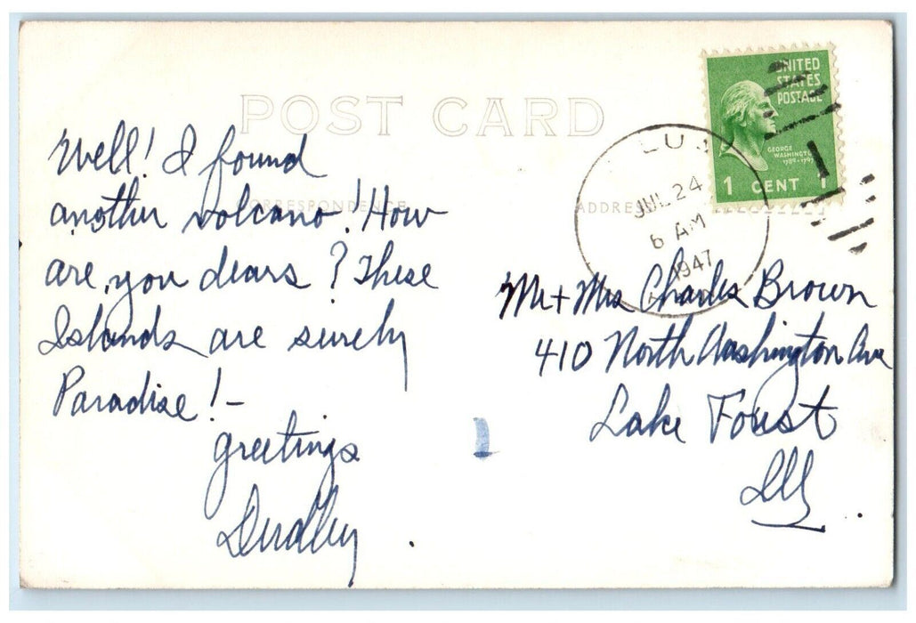 1947 Kilauea Volcano Honolulu Hawaii HI Posted Vintage RPPC Photo Postcard