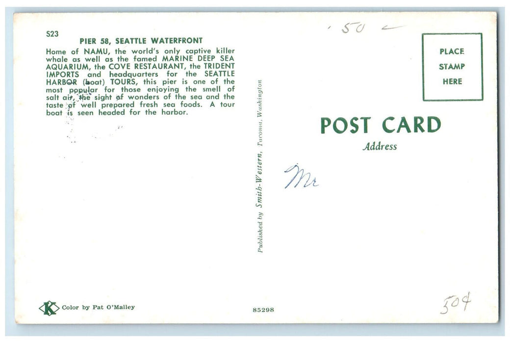 c1950 Pier 58 Passenger Ferry Harbor Restaurant Seattle Waterfront WA Postcard