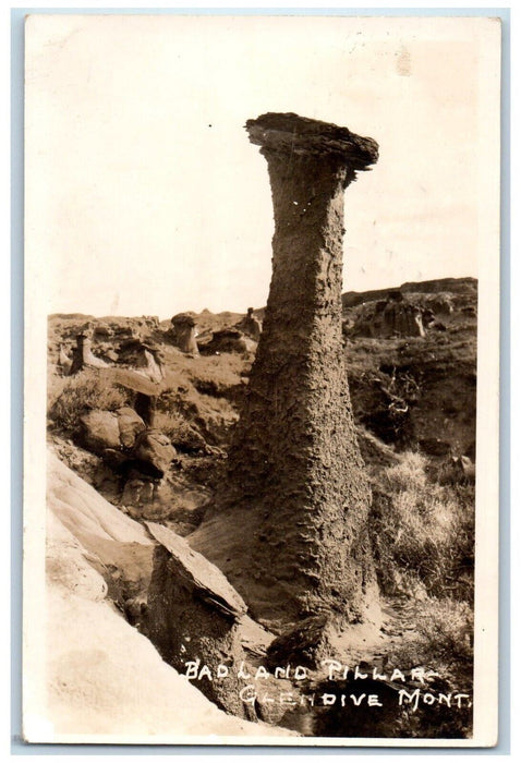 1925 Badland Pillar Glendive Montana MT Posted Vintage RPPC Photo Postcard