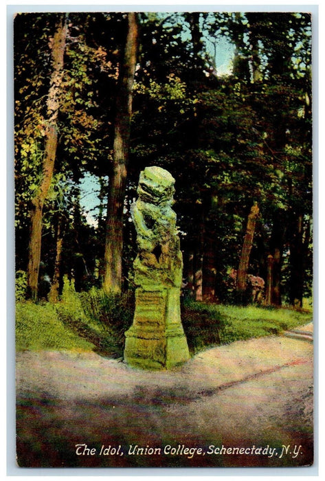 1910 The Idol Union College Statue Monument Schenectady NY Antique Postcard