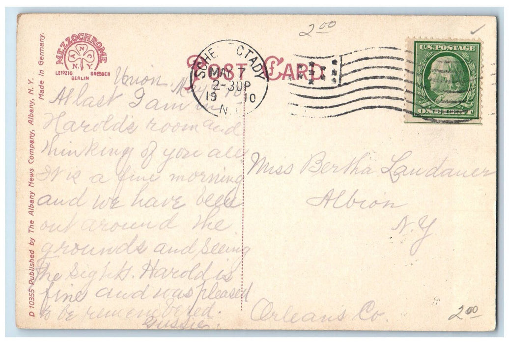1910 The Idol Union College Statue Monument Schenectady NY Antique Postcard
