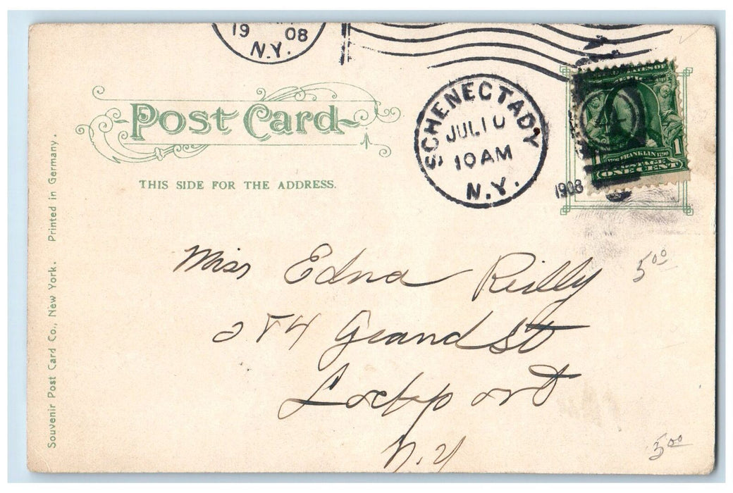1908 View Of Upper State Street Train Railway Scene Schenectady NY Postcard