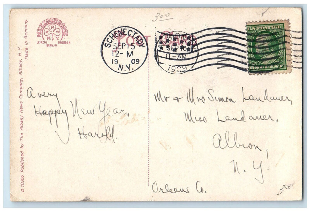 1909 View Of Fraternity House Union College Schenectady New York NY Postcard