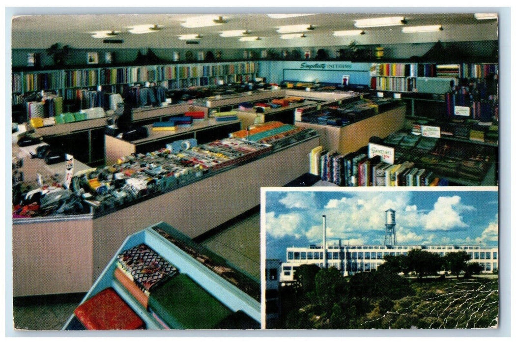 c1960 New Braunfels Textile Mills Comal Cottons Retail Store Texas TX Postcard
