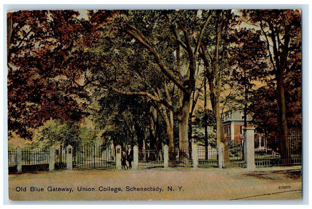 1912 Old Blue Gateway Union College Schenectady New York NY Antique Postcard