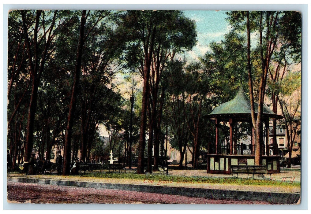 1909 The Band Stand Crescent Park Garden Schenectady NY Antique Postcard