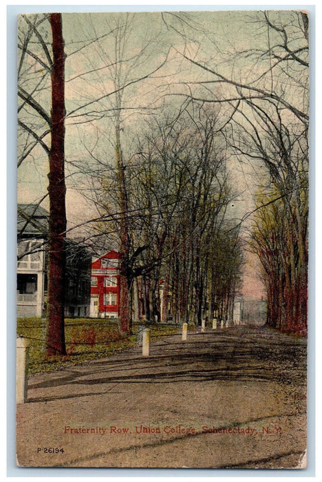 c1910's Fraternity Row Union College Schenectady New York NY Antique Postcard