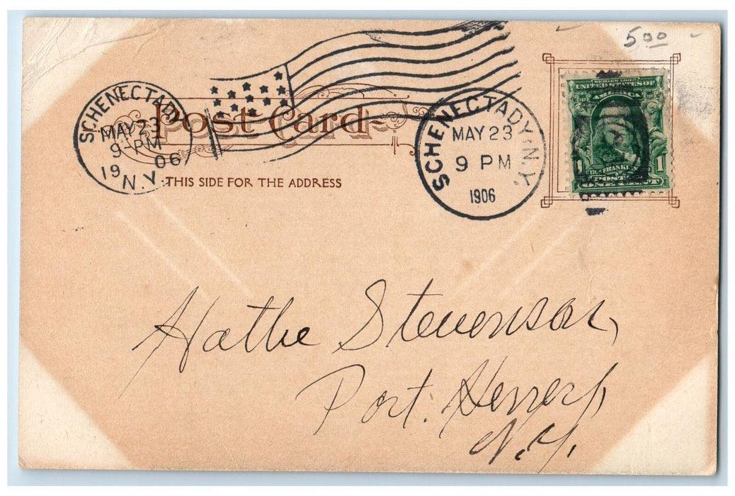 1906 Upper State St.  Lorraine Block Railroad Train View Schenectady NY Postcard