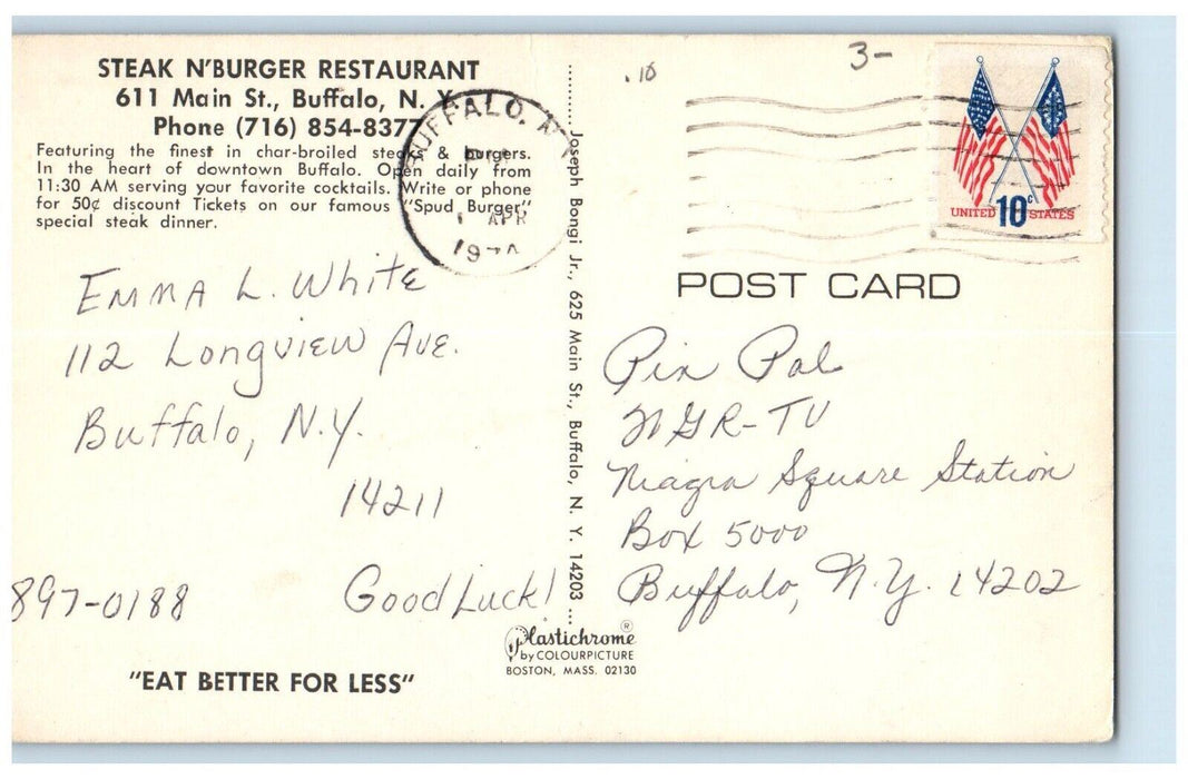 1974 Steak N Burger Restaurant Multi-View Buffalo New York NY Antique Postcard