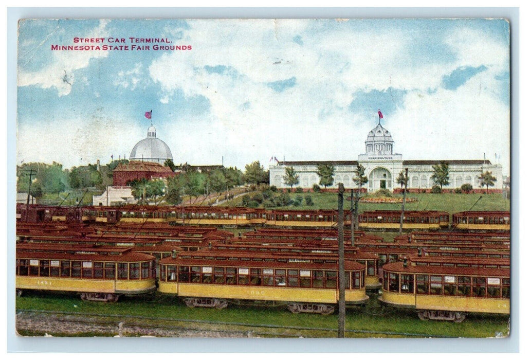 1915 Street Car Terminal Minnesota State Fair Grounds Minneapolis MN Postcard