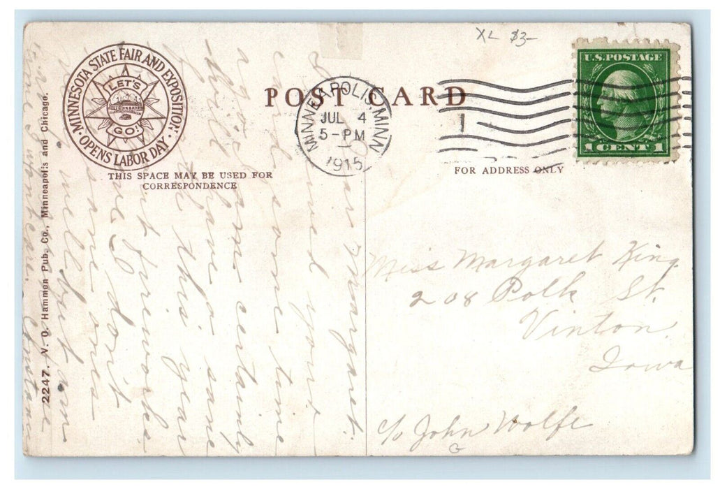 1915 Street Car Terminal Minnesota State Fair Grounds Minneapolis MN Postcard