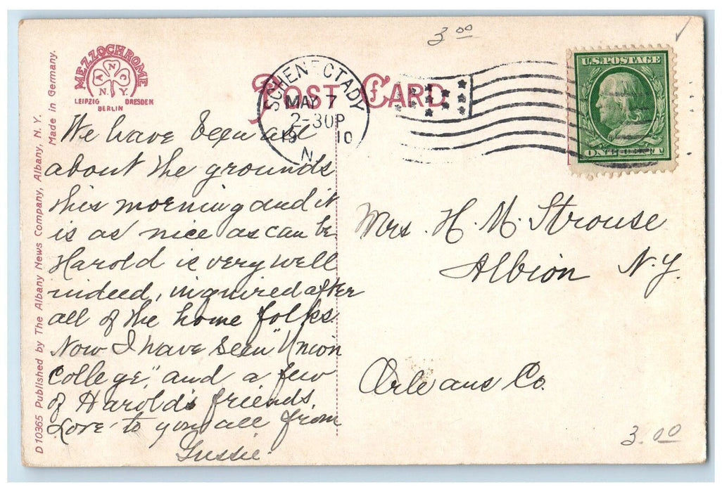 1910 Fraternity House Union College Schenectady New York NY Antique Postcard