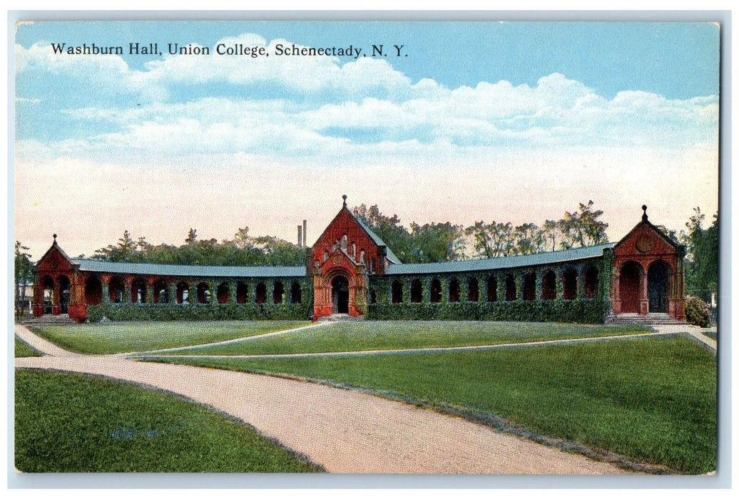 Washburn Hall Union College Exterior Scene Schenectady NY Antique Postcard
