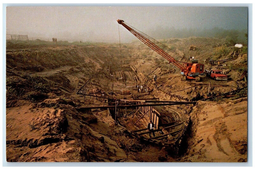 1960 Excavation Steamboat Bertrand Equipment Crane Missouri Valley Iowa Postcard