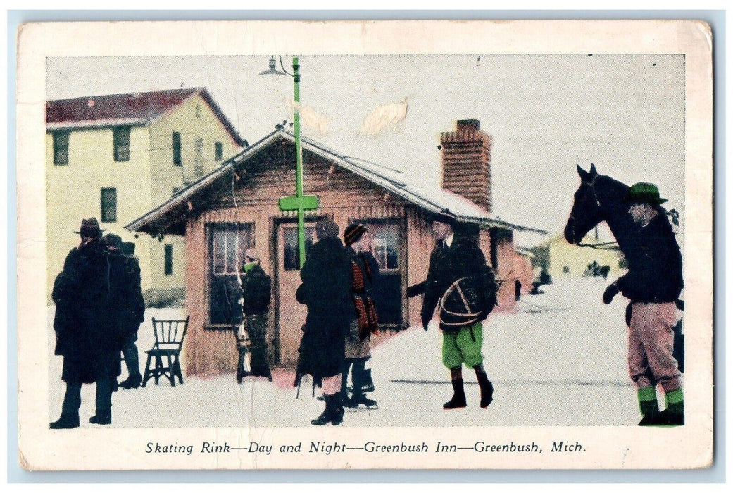 Skating Rank Day And Night Greenbush Inn Greenbush Michigan MI Unposted Postcard