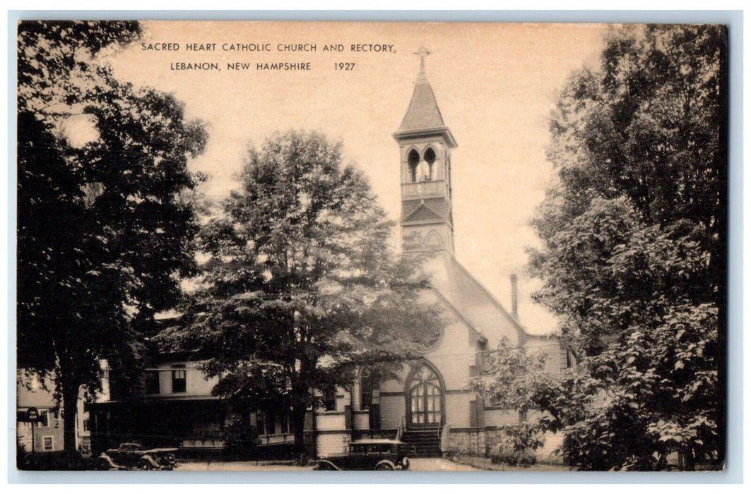 c1930's Sacred Heart Catholic Chruch & Rectory Lebanon New Hampshire NH Postcard