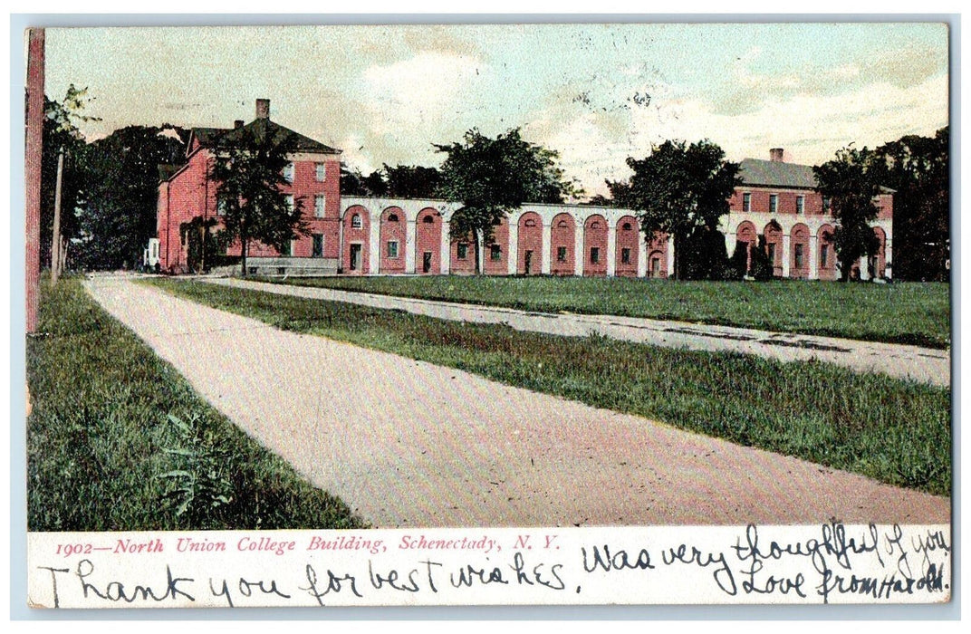 1907 North Union College Building Panoramic View Schenectady NY Antique Postcard