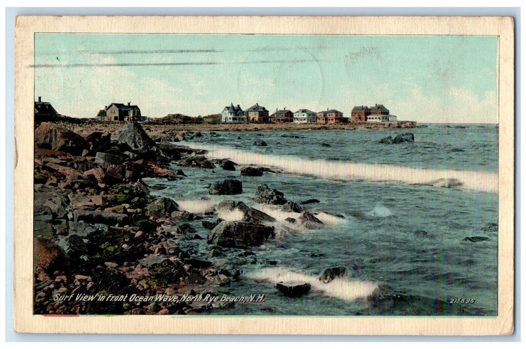 1912 Surf View In Front Ocean Wave North Rye Beach New Hampshire NH Postcard