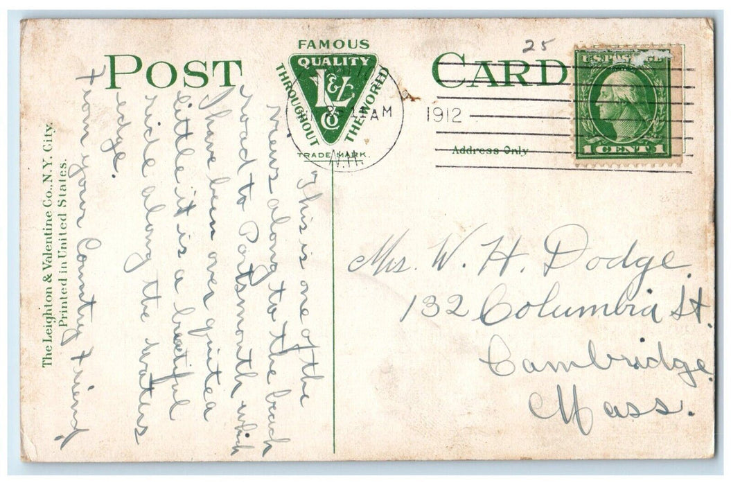 1912 Surf View In Front Ocean Wave North Rye Beach New Hampshire NH Postcard