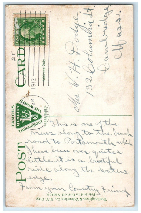 1912 Surf View In Front Ocean Wave North Rye Beach New Hampshire NH Postcard