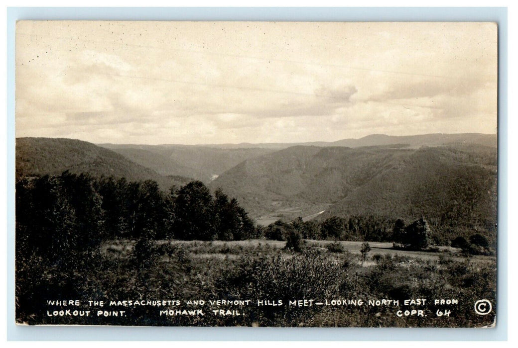 c1910 Looking North East From Lookout Point Mohawk Trail MA RPPC Photo Postcard