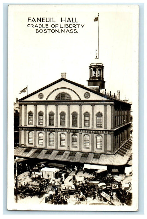c1930's Faneuil Hall Cradle Of Liberty Boston Massachusetts RPPC Photo Postcard