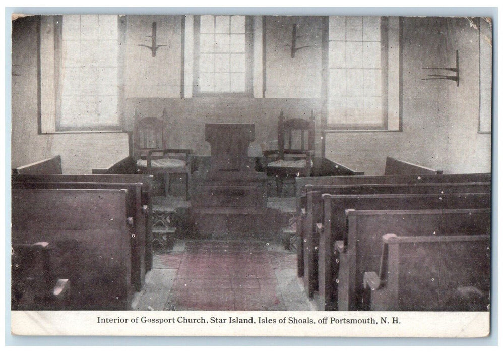 1926 Interior Gossport Chruch Star Island Portsmouth New Hampshire NH Postcard