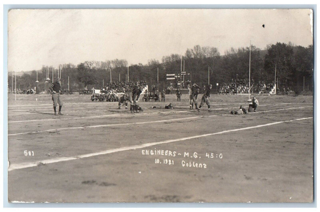 1921 Football Rugby Players Game Military Koblenz Germany RPPC Photo Postcard