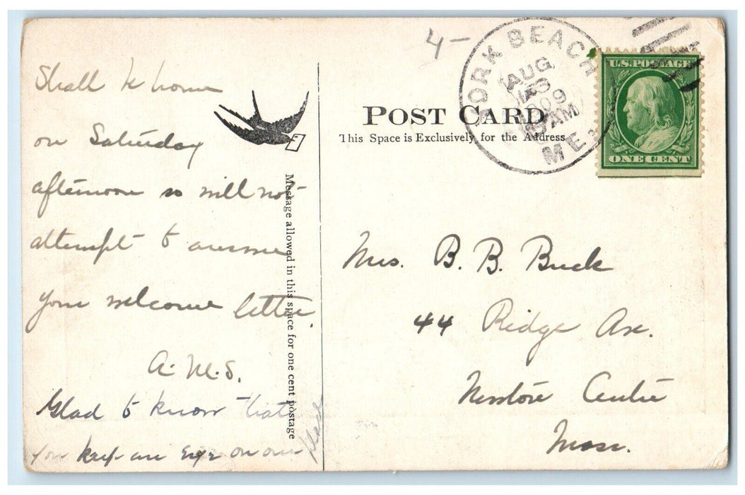 1909 Captain John Smith's Monument Portsmouth NH York Beach ME Antique Postcard
