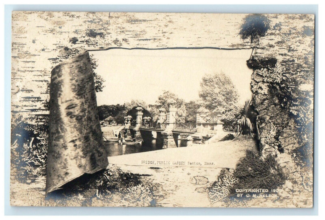 c1930's Bridge Public Garden Boston Massachusetts MA RPPC Photo Vintage Postcard