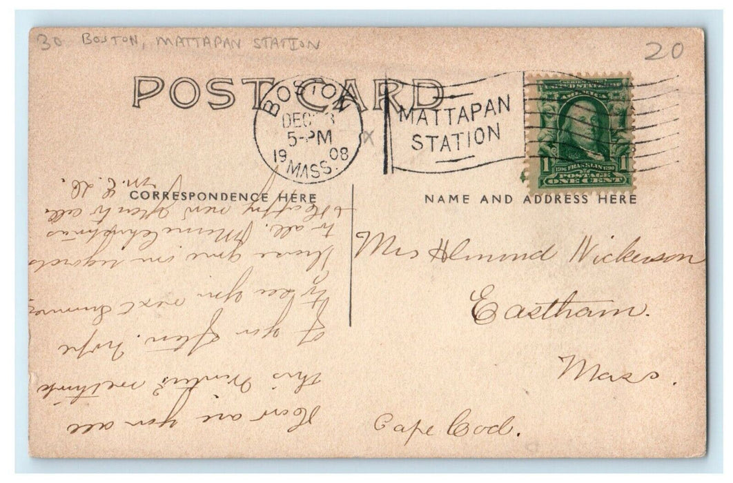 1908 Mattapan Station Boston Massachusetts MA RPPC Photo Antique Postcard