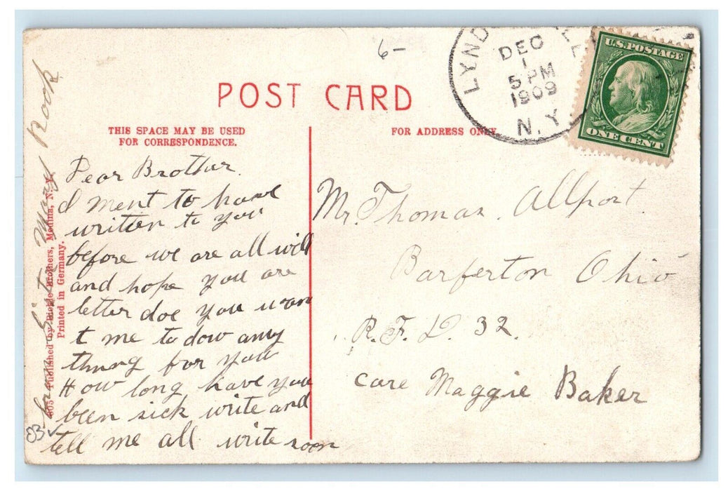 1909 The New Station Depot Railroad Train Medina New York NY Antique Postcard