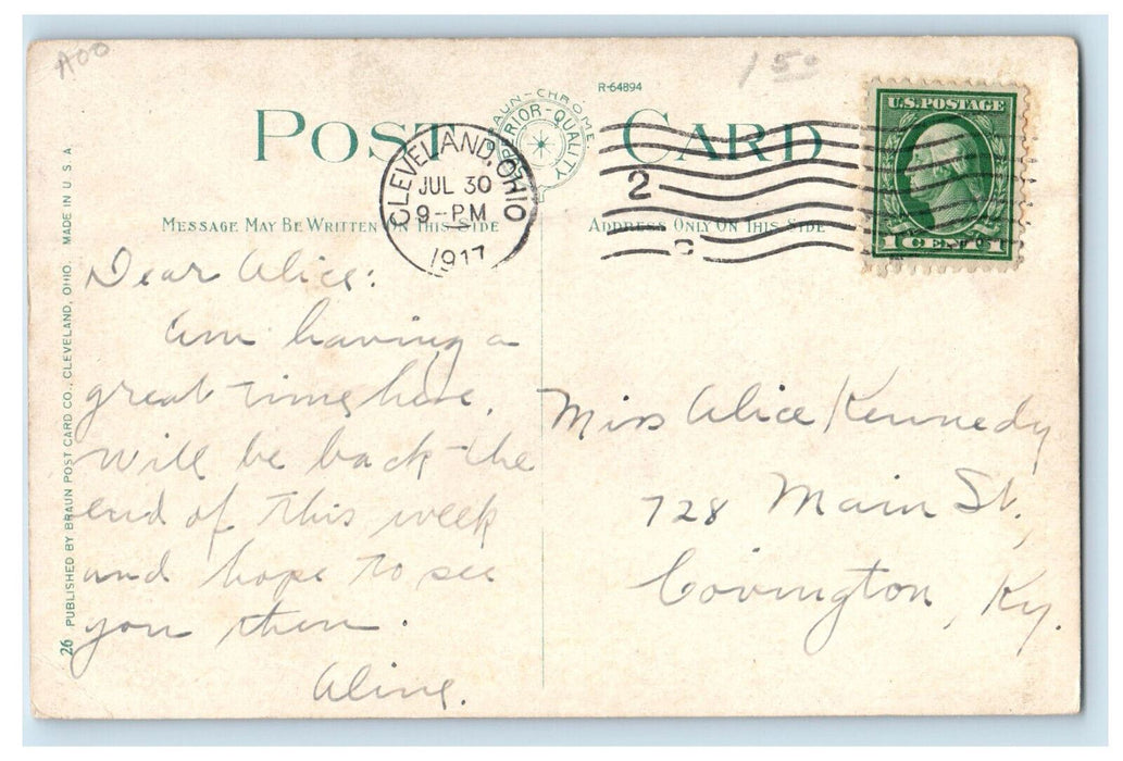 1917 Public Square Showing Superior and Euclid Ave. Cleveland OH Postcard