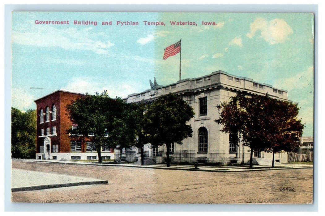 c1910's Government Building And Pythian Temple Waterloo Iowa IA Postcard