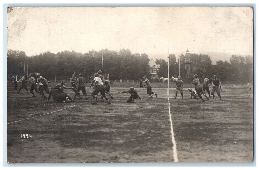 1921 Rugby Football Game Players Military Koblenz Germany RPPC Photo Postcard