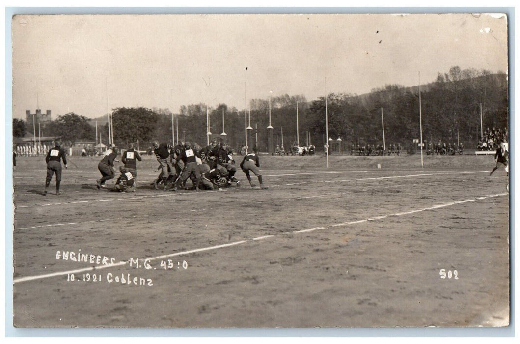 1921 Rugby Football Game Engineers Military Koblenz Germany RPPC Photo Postcard