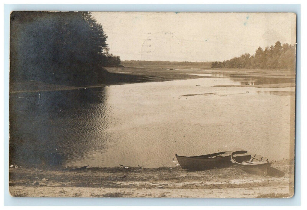 c1910's Tide Low Boat Boston Massachusetts MA RPPC Photo Antique Postcard