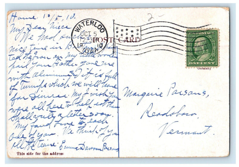 1910 Government Building Car Front Waterloo Iowa IA Posted Antique Postcard