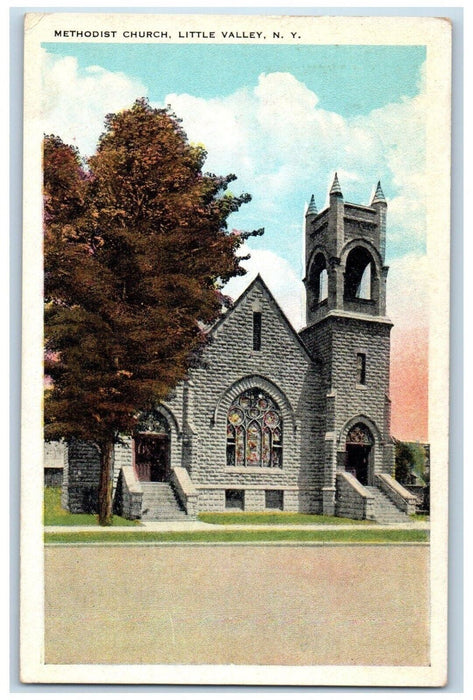 c1910's Methodist Church Building Outside View Little Valley New York Postcard