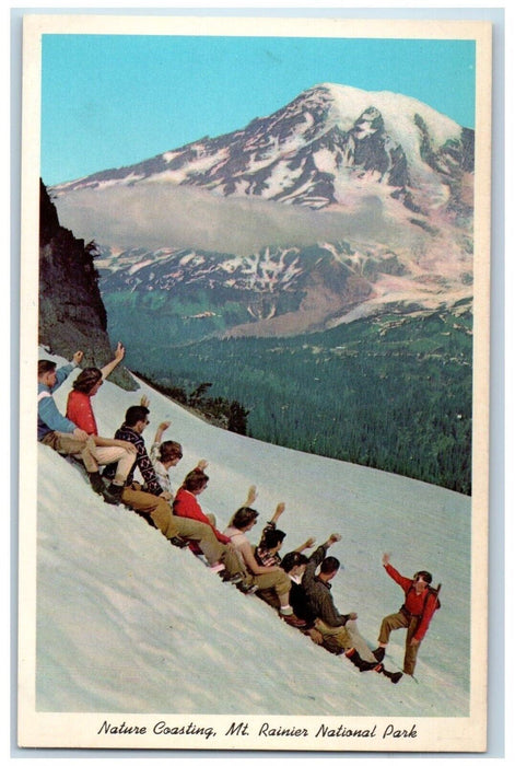 c1920's Nature Coasting Mount Rainier National Park Washington WA Postcard