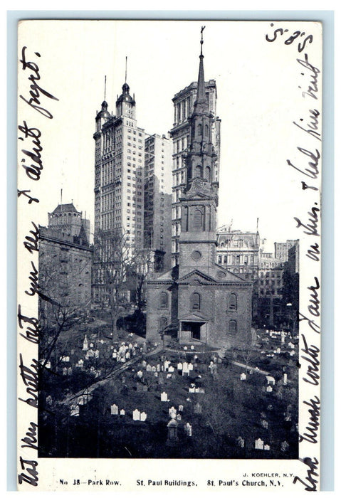 1905 Cherry Valley NY St. Paul Buildings and Church NY Recieved Postcard