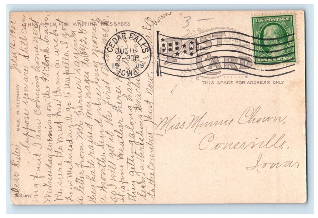1909 East Waterloo High School Building Campus Waterloo Iowa IA Antique Postcard