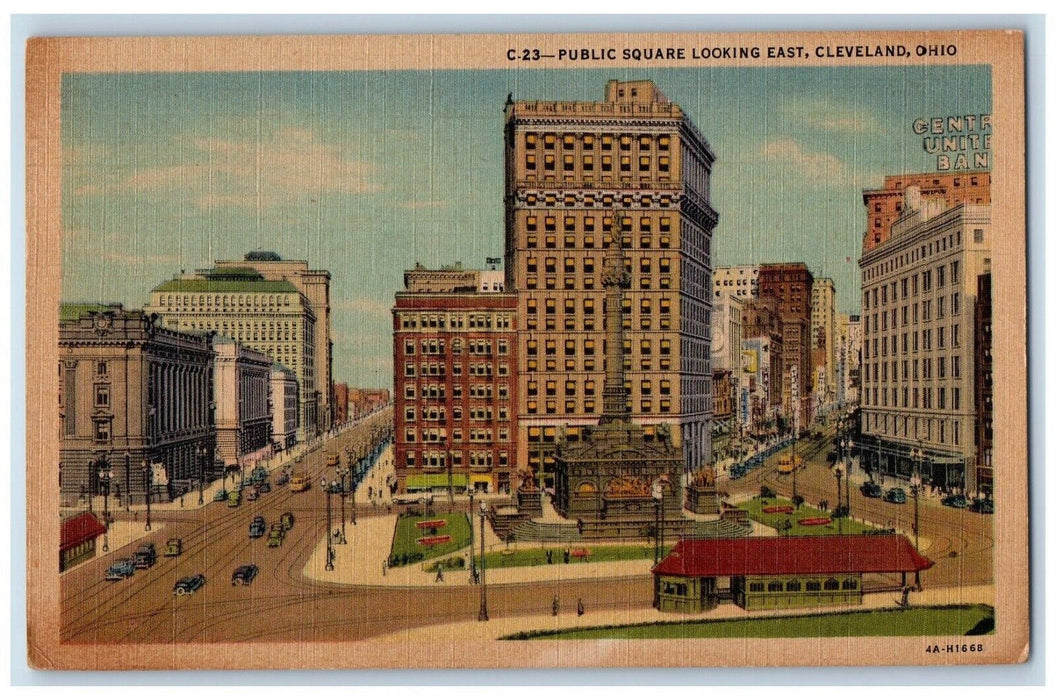 c1940s Public Square Building looking East 1951 Cleveland Ohio Vintage Postcard