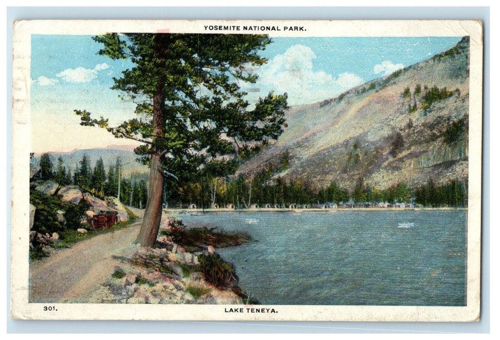 1923 Lake Teneya, Yosemite National Park, Yosemite California CA Cancel Postcard