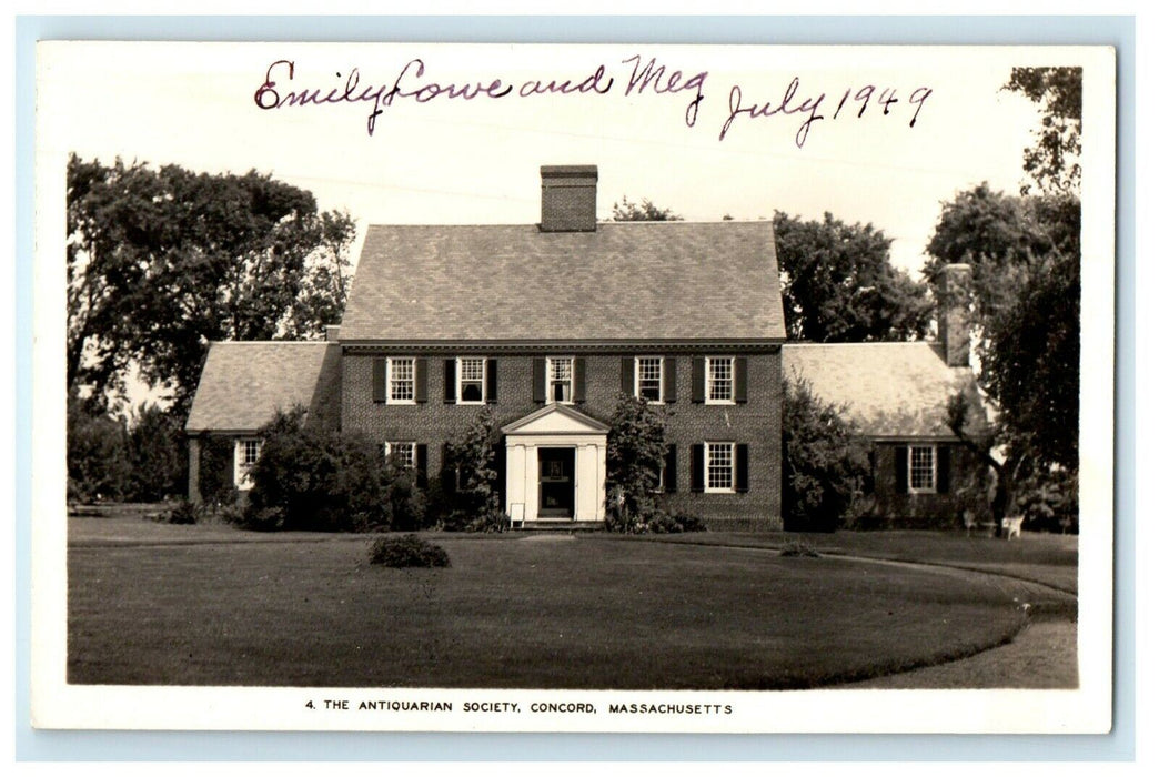 1949 The Antiquarian Society Concord Massachusetts MA RPPC Photo Postcard