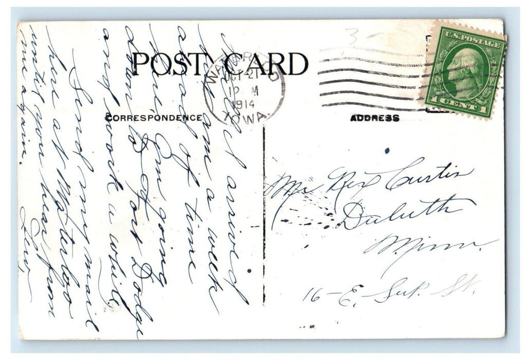 1914 Fifth Street Bridge Buildings Scene Waterloo Iowa IA Antique Postcard