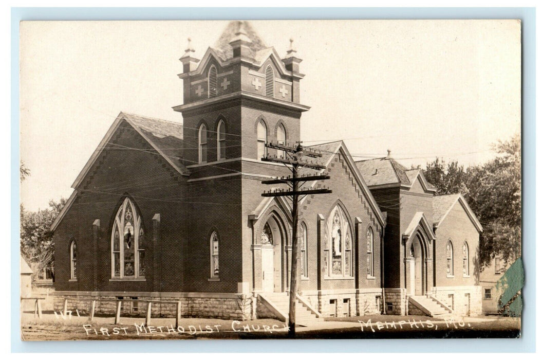 First Methodist Church Memphis Missouri c1910 RPPC Photo Antique Postcard