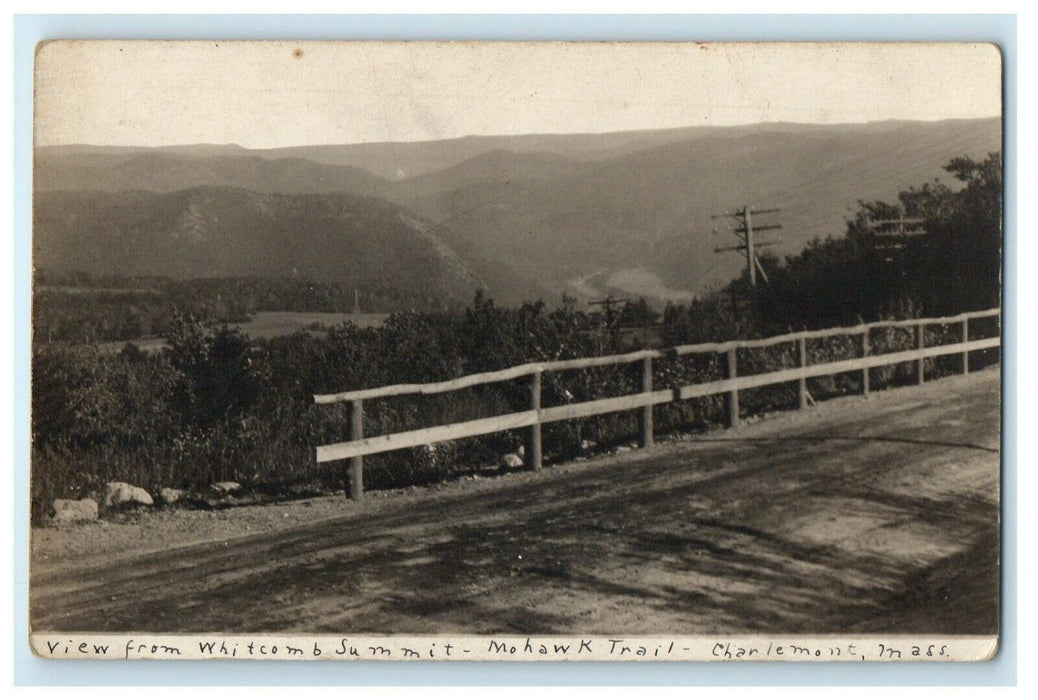 c1910's View From Whitcomb Summit Mohawk Trail Charlement MA RPPC Photo Postcard