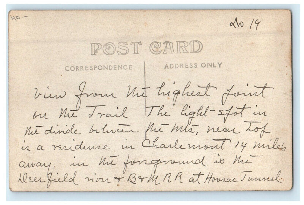 c1910's View From Whitcomb Summit Mohawk Trail Charlement MA RPPC Photo Postcard