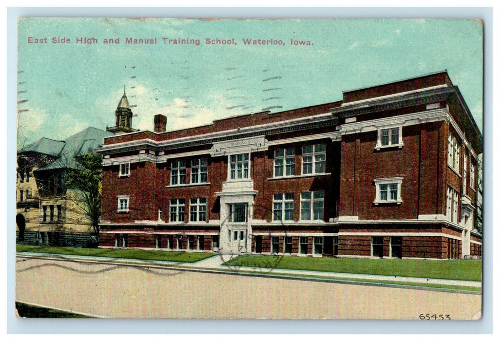 1911 East Side High And Manual Training School Waterloo Iowa IA Antique Postcard